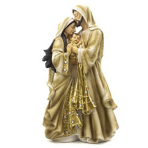 Imagem Sagrada Família Importada Dourada Resina 31 cm
