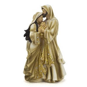 Imagem Sagrada Família Importada Dourada Resina 31 cm