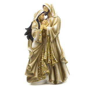 Imagem Sagrada Família Importada Dourada Resina 41 cm