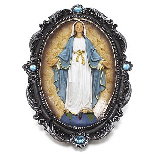 Imagem Nossa Senhora das Graças Capela Parede Importada Resina 32 cm