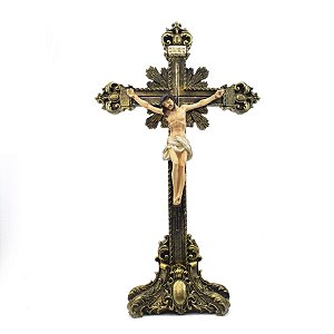 Crucifixo Pedestal Importado Resina 40 cm