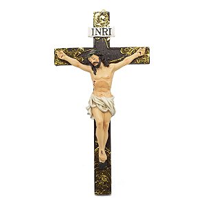 Crucifixo de Parede Importado Resina 25 cm