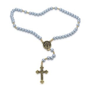 Terço Nossa Senhora Aparecida Azul Claro Perola  8mm
