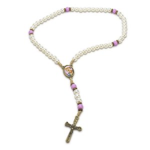 Terço Nossa Senhora Salette Rosa Perola  8mm