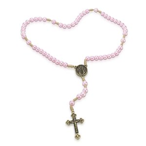 Terço Nossa Senhora Aparecida Rosa Perola 10mm