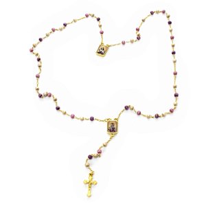 Colar Terço Nossa Senhora do Carmo Madeira 4 mm