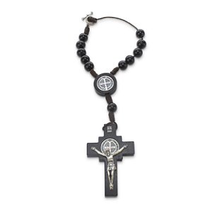 Dezena São Bento Crucifixo Madeira Preta 10mm
