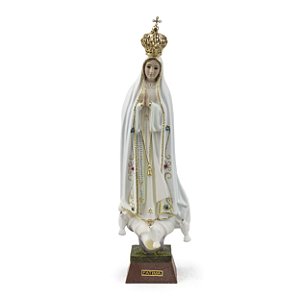 Imagem Nossa Senhora de Fatima de Portugal Olhos de Vidro Importada Resina 25 cm