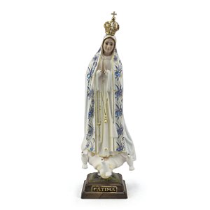 Imagem Nossa Senhora de Fatima de Portugal Florida Olho de Vidro Importada Resina 28 cm