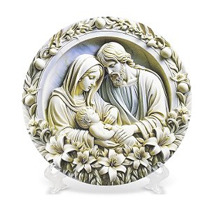 Adorno De Mesa/Parede Sagrada Familia Alto Relevo Importado Resina 20 cm