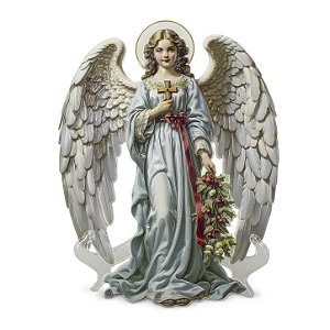 Adorno De Mesa/Parede Anjo da Guarda Alto Relevo Importado Resina 24 cm