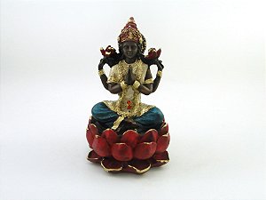 Estátua Shiva Flor de Lotus Colorido Gesso 24 cm