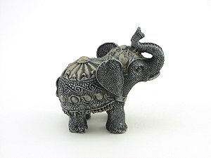Estátua Elefante Bolinhas cor Chumbo Resina 10 cm