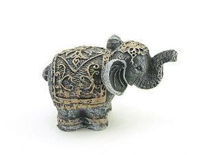 Estátua Elefante Mini cor Chumbo Resina 6 cm