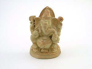 Estátua Ganesha Sentado Reta cor Taupe Resina 11 cm