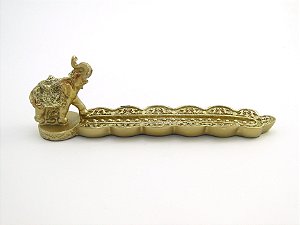 Incensário Vareta Elefante Dourado Resina 20 cm