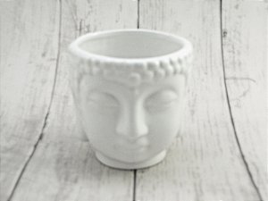 Vaso Cabeça Buda cor Branco Porcelana 10 cm