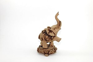Estátua Elefante Picadeiro cor Bege Resina 15 cm