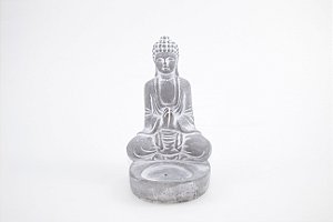 Incensário Buda cor Cimento Cerâmica 12 cm