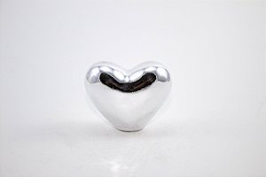 Enfeite Coração Prata Porcelana 5 cm