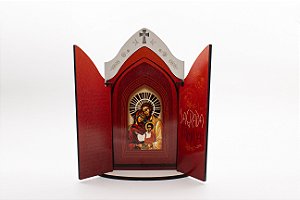 Oratório Capela Porta Oração Sagrada Família Vermelho MDF 26 cm