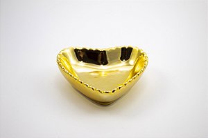 Mini Travessa Coração Hearth Dourado Cerâmica 10 cm