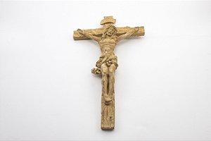 Crucifixo de Parede Bege Resina 28 cm