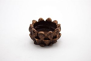 Mini Castiçal Flor de Lótus cor Bronze Resina 5 cm