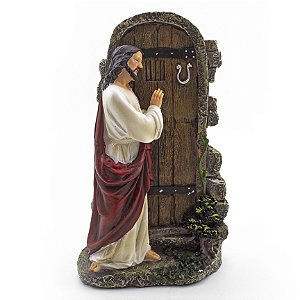 Imagem Jesus Bate à Porta Importado Resina 20 cm
