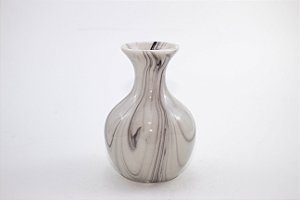 Vaso Gordinho Branco e Preto Porcelana 10 cm