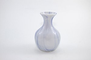 Vaso Gordinho Branco e Azul Porcelana 10 cm
