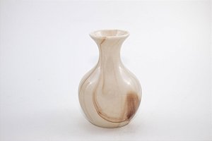 Vaso Gordinho Branco e Marrom Porcelana 10 cm