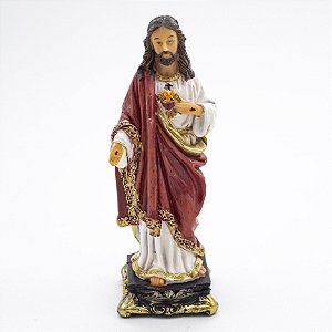 Imagem Sagrado Coração de Jesus Importada Di Angelo Resina 12,5 cm