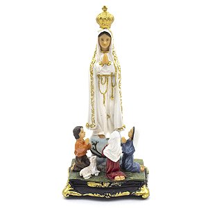 Imagem Nossa Senhora de Fatima Pastores Importada Di Angelo Resina 14 cm