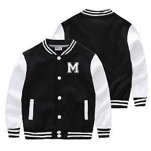 Jaqueta College Americana Infantil Kids Letra M Bordada - Várias Cores