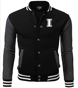 Jaqueta College Americana Black Edition Letra I Bordada