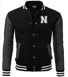 Jaqueta College Americana Black Edition Letra N Bordada