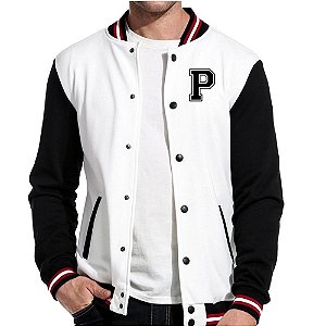 Jaqueta College Americana Branca Letra P Bordada