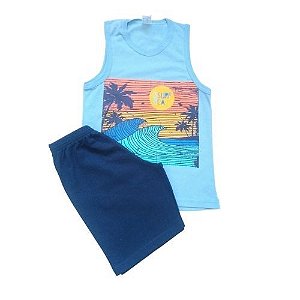 Conjunto Regata Juvenil Menino Surf Azul - Pequetitos