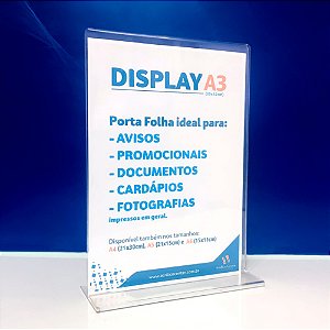 Display Acrílico de Mesa Formato T A3