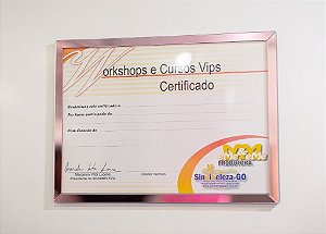 Kit 5 Molduras para Certificado A4 (29,7x21cm) Acrílico Espelhado Rose