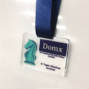 Medalha retangular em acrílico