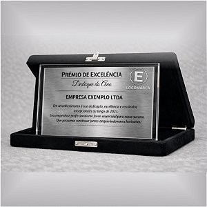 Placa de homenagem - Acrílico e aço escovado - 15x20cm