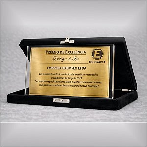 Placa de homenagem - Acrílico e aço escovado - 10x15cm