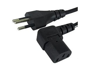 Cabo Força 1,5m Tripolar Para Pc Tv Monitor Conector 90 Em L