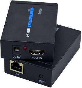 Extensor Hdmi 60m Conversor Via Cabo De Rede Cat 5/6