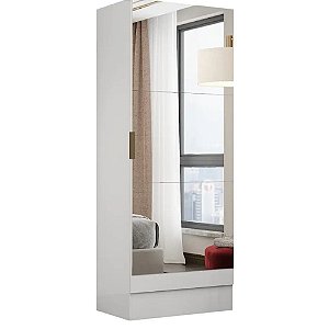 Sapateira Multiuso Com Espelho 1 Porta Premium Branco - Carioca Móveis