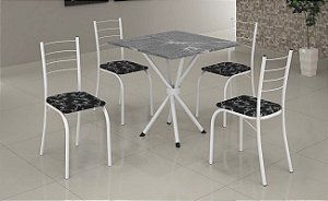 Conjunto de Mesa Com 4 Cadeiras Rio Branca Tampo em Granito Teixeira