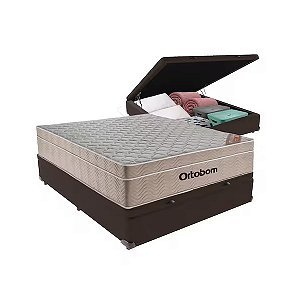 Cama Box Baú Casal Molas Ensacadas Airtech SpringPocket 138x188 Marrom - Ortobom