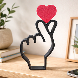 Estatua Coração Coreano Mãozinha Decoração Coreana
